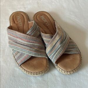 BORN drilles Women Size 8M San Gabriel Sriped Fabric Espadrille Slides Comfort